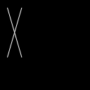 aktive image draw lines width 128 height 128 segments {{10.1 10.9} {30.3 80.6}} {{10.1 80.6} {30.3 10.9}}