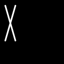 aktive image draw lines width 128 height 128 strokewidth 1.1 segments {{10.1 10.9} {30.3 80.6}} {{10.1 80.6} {30.3 10.9}}