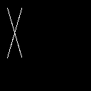 aktive image draw lines width 128 height 128 antialiased 0 segments {{10.1 10.9} {30.3 80.6}} {{10.1 80.6} {30.3 10.9}}